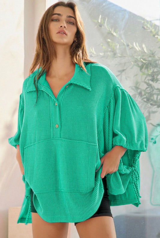 Green Side Tie Top
