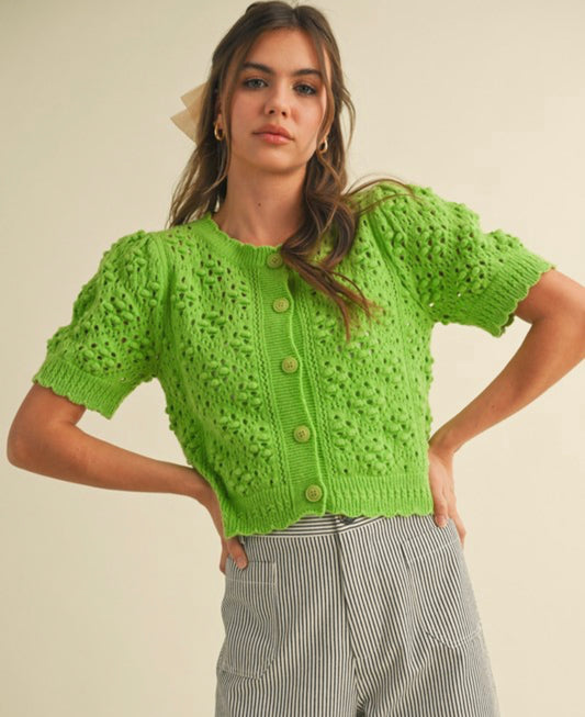 Green Cropped Cardigan