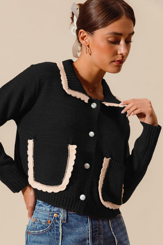 Black Ruffle Cardigan