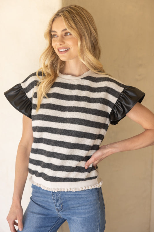 Leather Ruffle Sleeve