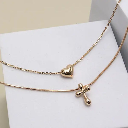 Double Layer Heart Cross